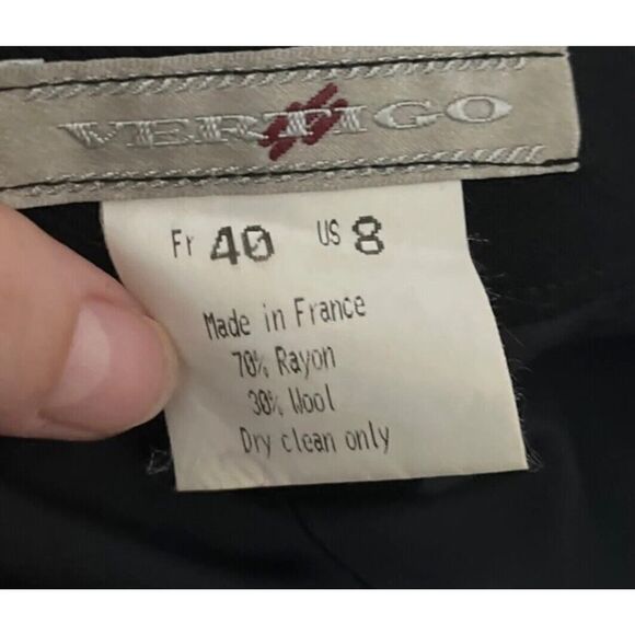 Vertigo Paris Wool Blend Black Pencil Skirt Work Wear Formal Luxury Vintage US 8 - Picture 7 of 8